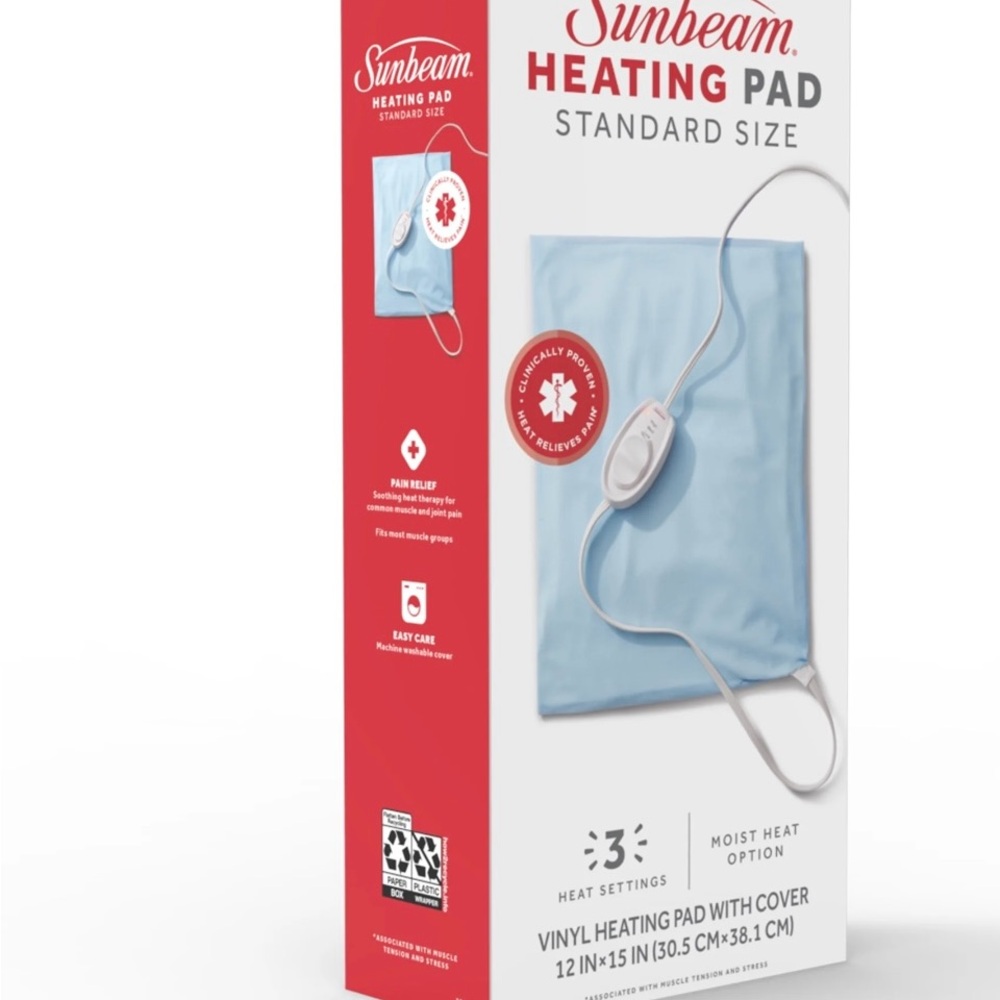 Sunbeam Light Blue Heating Pad with Adjustable Settings